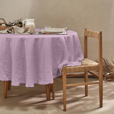 nappe ronde "bourdon" en lin sur mesure lilas
