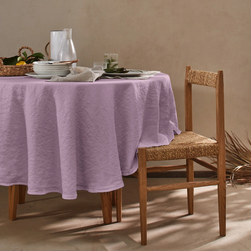 Nappe en lin ronde sur mesure lilas