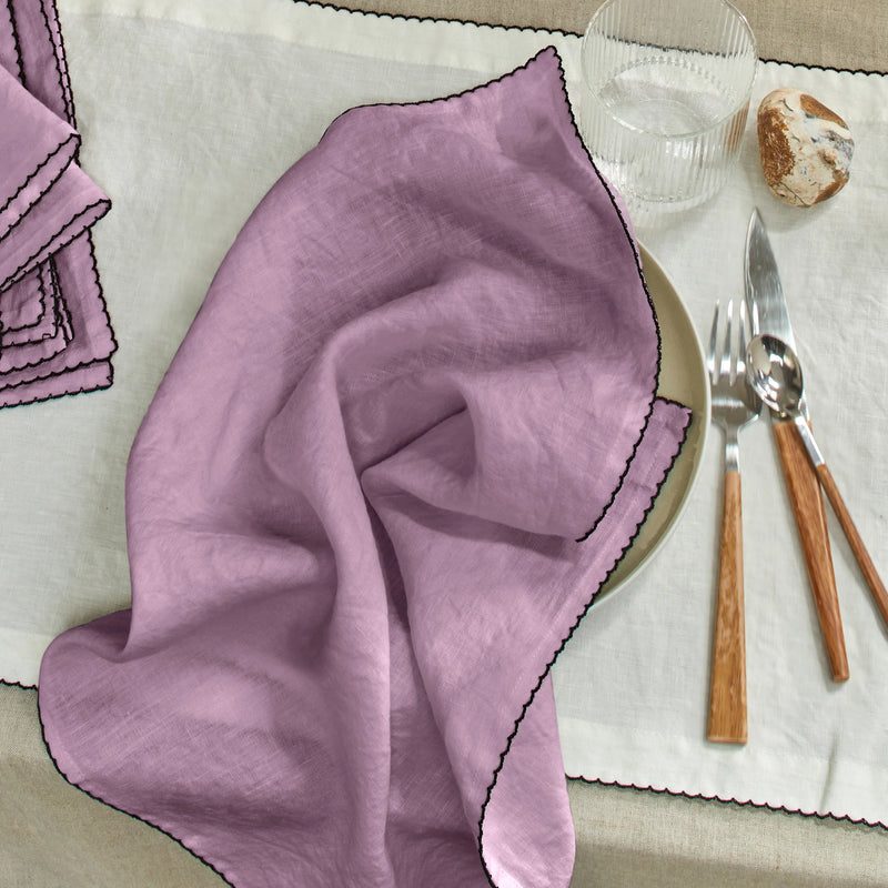 Serviette de table crochetée en lin lilas