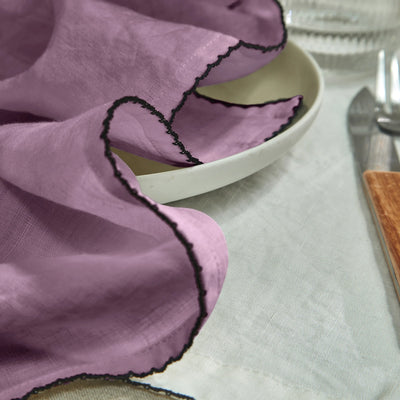 Serviette de table crochetée en lin lilas
