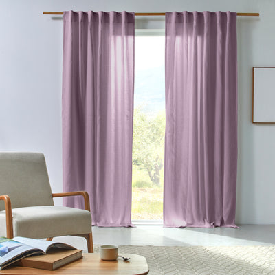 Rideau en lin drapé sur mesure Lilas