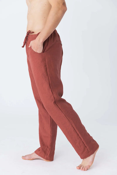 Pantalon en lin décontracté brique 4 #colour_brique