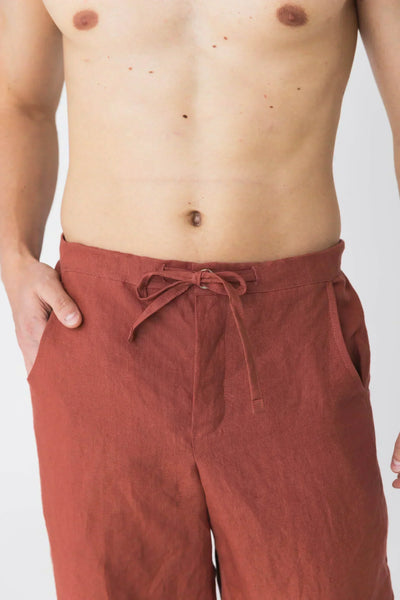 Pantalon en lin décontracté pour homme brique 14 #colour_brique