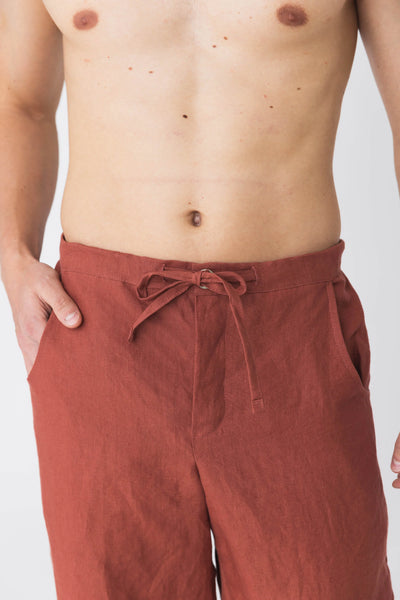Pantalon en lin décontracté pour homme brique 5 #colour_brique