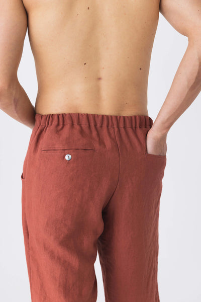 Pantalon décontracté en lin “Henrique” brique 5 #colour_brique