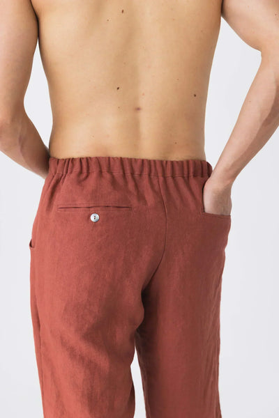 Pantalon décontracté en lin “Henrique” brique 14 #colour_brique
