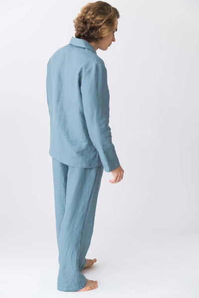 Pyjama en lin pour hommes doux bleu-francais 6 #colour_bleu-francais
