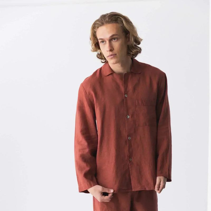 Ensemble Survêtement Homme été En Lin - Chemise à Capuche Et Pantalon Long - 2 Pièces - Coupe Décontractée