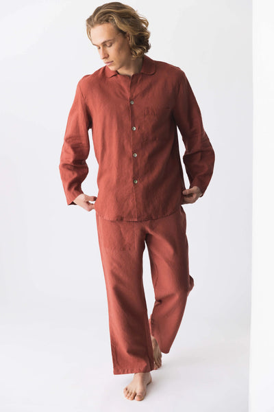 Pyjama en lin pour homme “Ronaldo” brique 5 #colour_brique