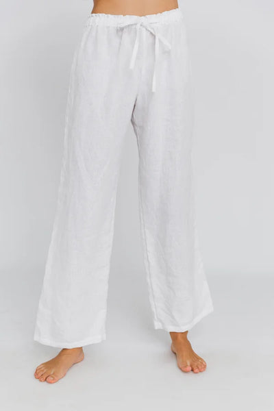 Pantalon de pyjama en lin lavé « Malú » Blanc Optique 1 #colour_blanc-optique 