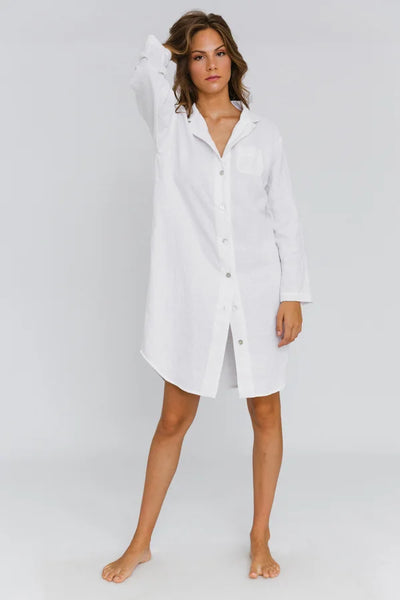 Chemise de nuit en lin Blanc #colour_blanc-optique