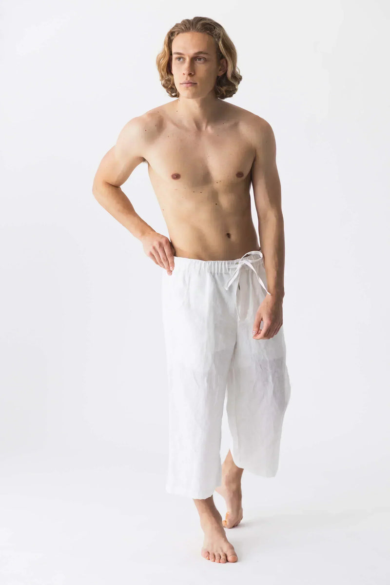 Pantacourt homme en lin rose Linenshed