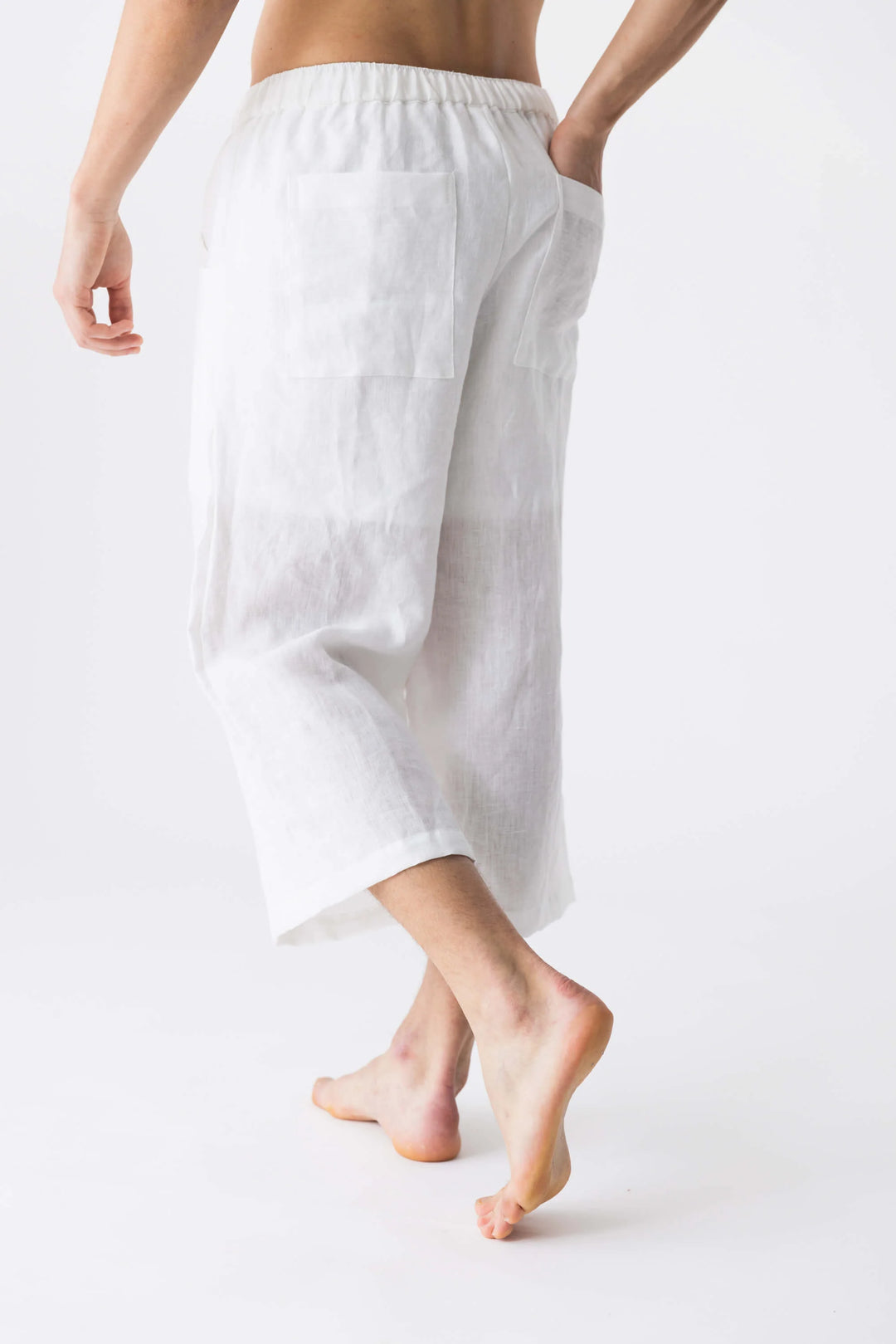 Pantacourt homme en lin blanc Linenshed