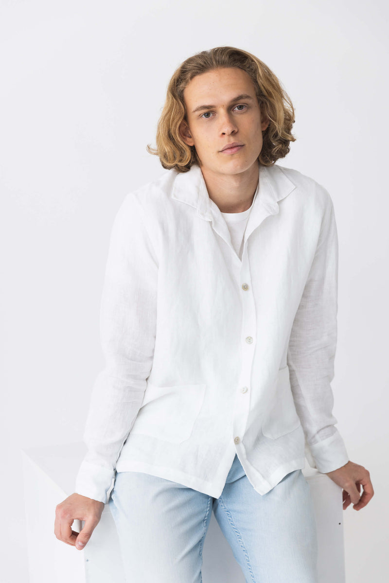 Chemise veste en lin blanc 13 