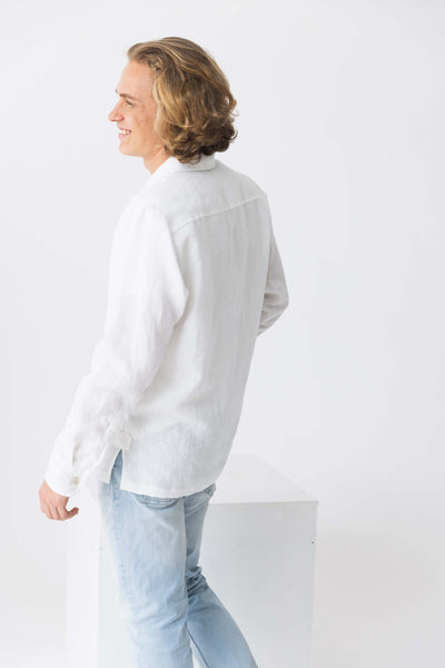 Chemise veste homme en 100 % lin blanc 14 #colour_blanc-optique
