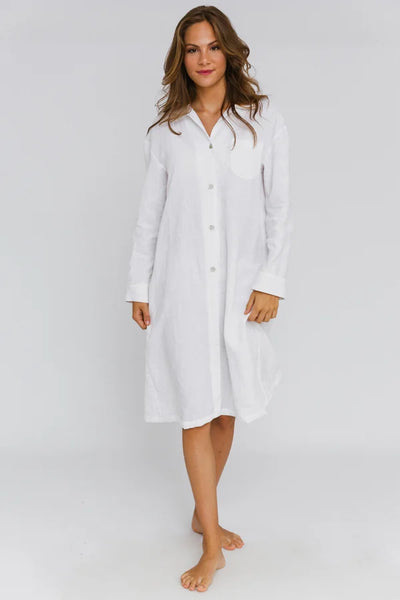 Chemise de nuit luxueuse en lin lavé Blanc Optique 8 #colour_blanc-optique