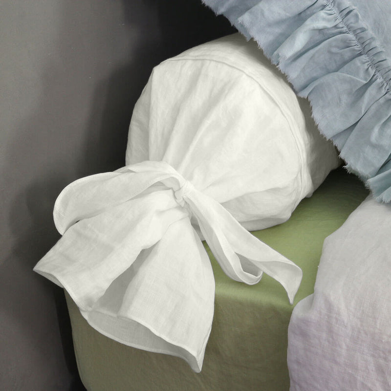 taie de traversin en lin ivoire