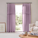Rideau panneau bordé bourdon en lin lilas