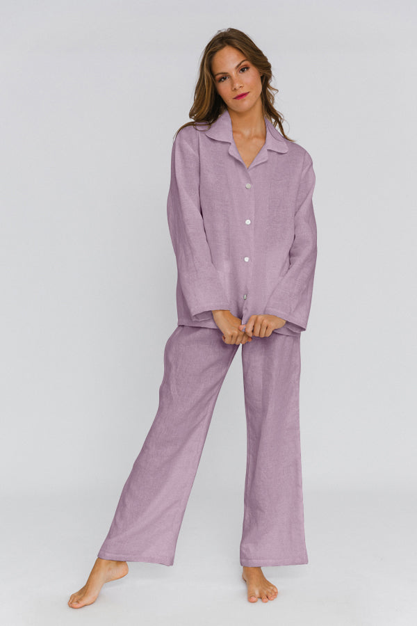 Pyjama en lin lavé femme Lilas 