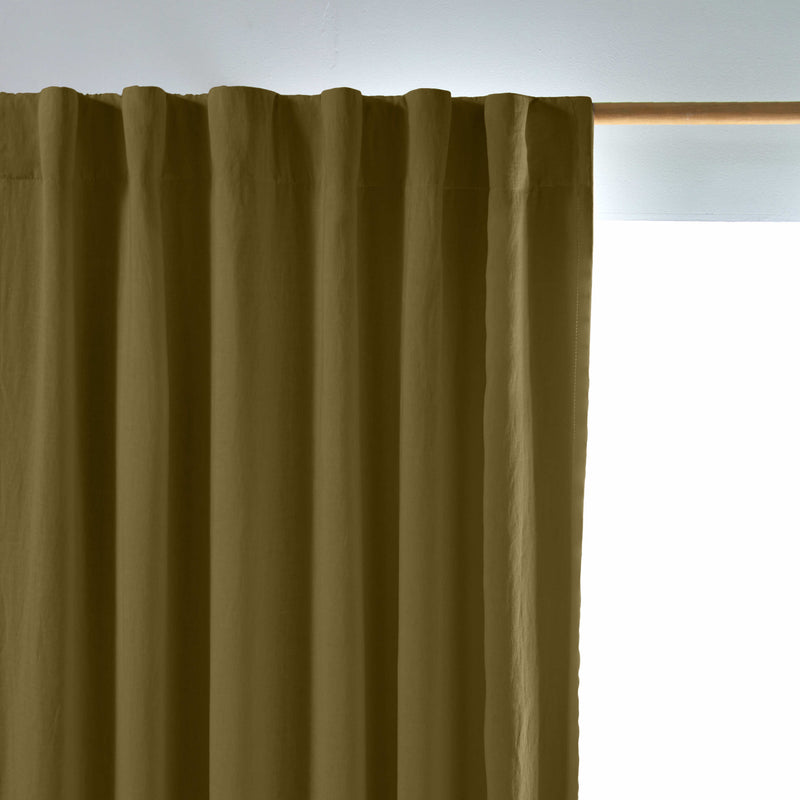 Rideau lin occultant sur mesure Olive Verte