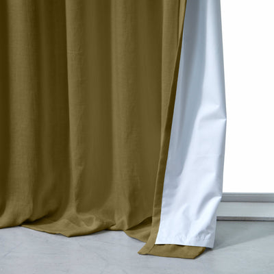 Rideau occultant en lin Olive Verte sur mesure