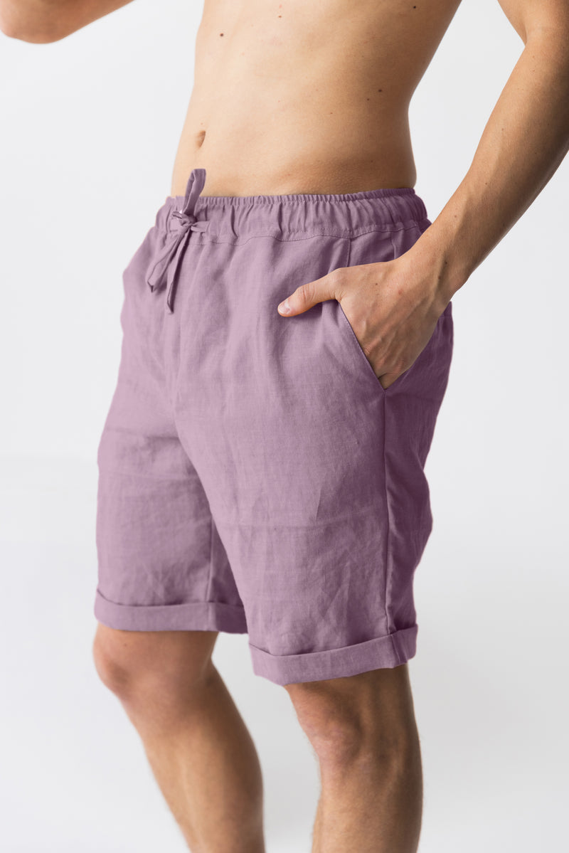 Short décontracté en lin Lilas 