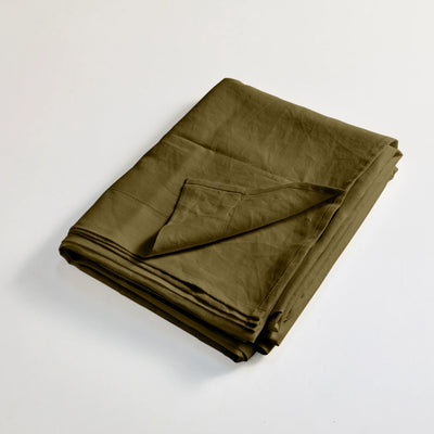 drap de dessus en lin ajouré Olive Verte