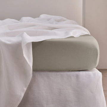 Drap-housse en lin, beige naturel