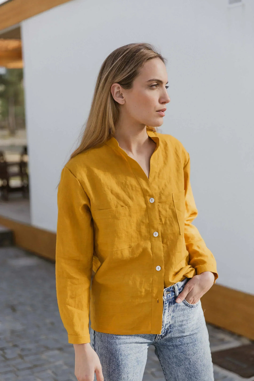 Chemise,Chemisier à Manches Longues Et Col Montant Pour Femme,Blouse