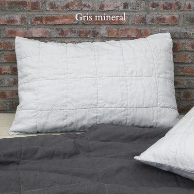 Taie d'oreiller 100% lin matelassée #colour_gris-mineral