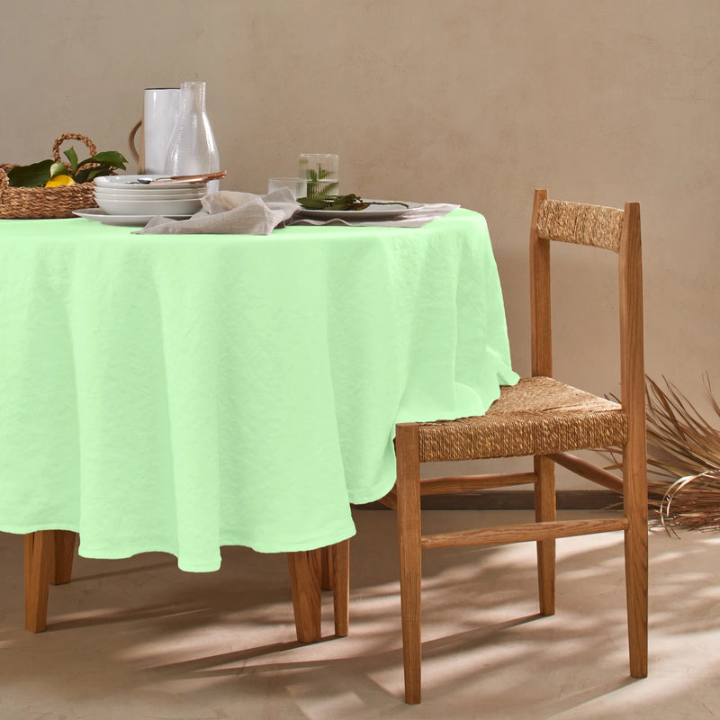 Nappe en lin ronde sur mesure vert menthe