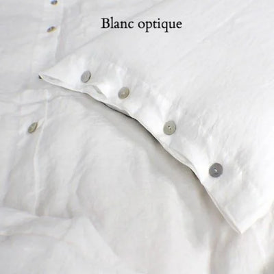 Taies d'oreiller en lin naturel boutonnées Blanc #colour_blanc-optique