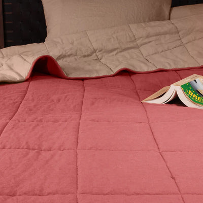 Couvre-lit en lin avec remplissage laine#colour_brique