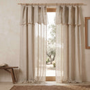 Voilages sur mesure bordé bourdon en lin lavé beige naturel