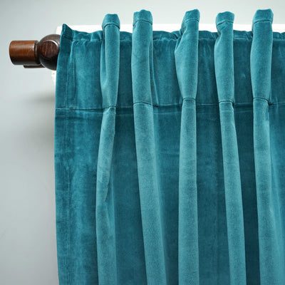 Rideau en velours de coton (Turquoise)