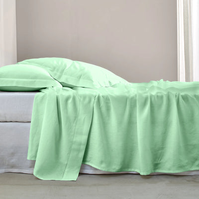 drap plat ajouré en lin Vert Menthe