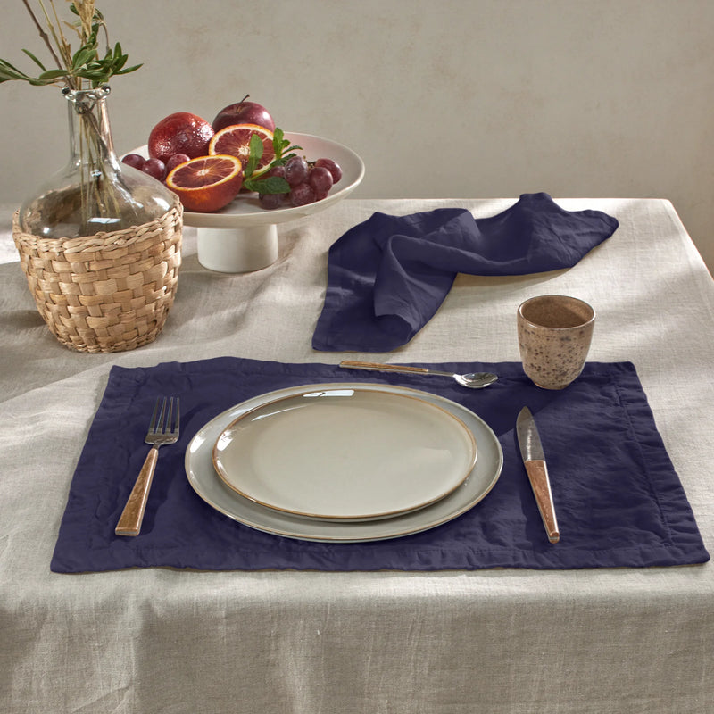 sets de table en lin bleu nuit