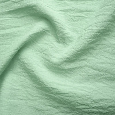 Drap plat lin Vert Menthe brodé avec bourdon