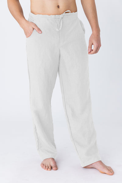 Pantalon décontracté en lin Blanc Optique #colour_blanc-optique