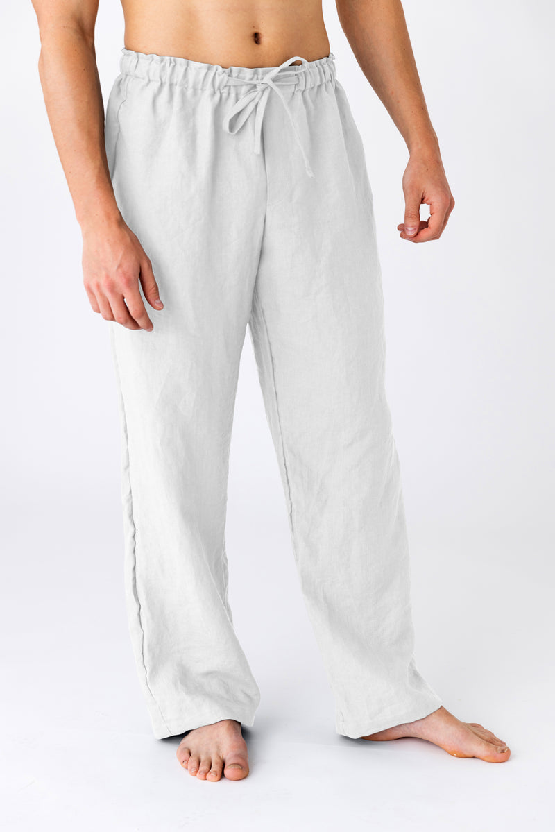 Pantalon de pyjama pour hommes en lin blanc 