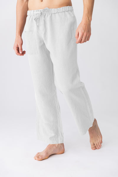 Pantalon de pyjama en lin “Ronaldo” Blanc Optique #colour_blanc-optique
