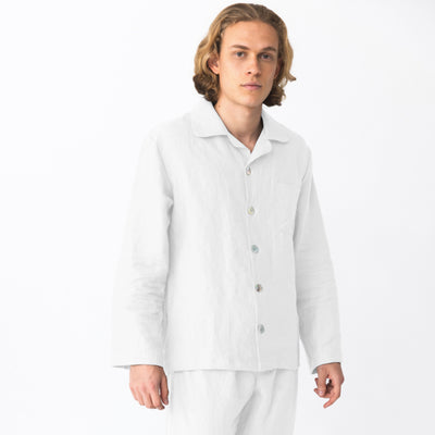 Veste de Pyjama homme en lin lavé Blanc optique