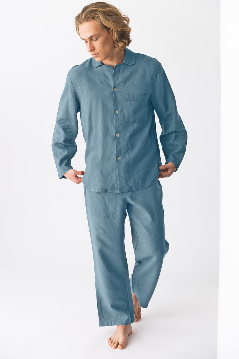 Pyjama en lin pour homme “Ronaldo” Bleu Français 