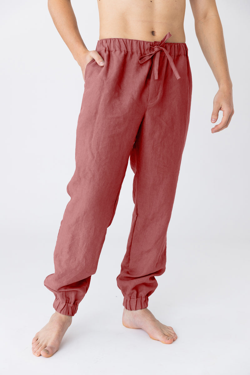 Pantalon en lin lavé “Gael” Brique 