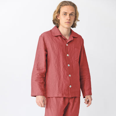 Veste de Pyjama homme en lin lavé Brique