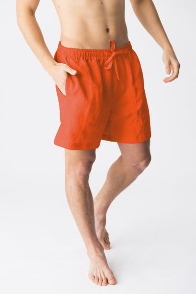 Short de pyjama en lin doux “Emanuel” corail #colour_corail