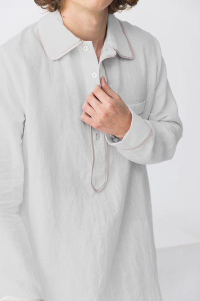 Chemise de nuit homme longue en lin gris minéral - Bruno