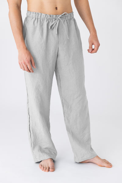 Pantalon de pyjama pour hommes en lin gris-mineral #colour_gris-mineral