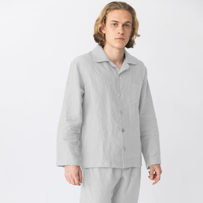 Veste de Pyjama homme en lin lavé Gris Minéral