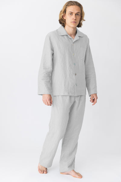 Pyjama long homme en lin lavé Gris Minéral #colour_gris-mineral
